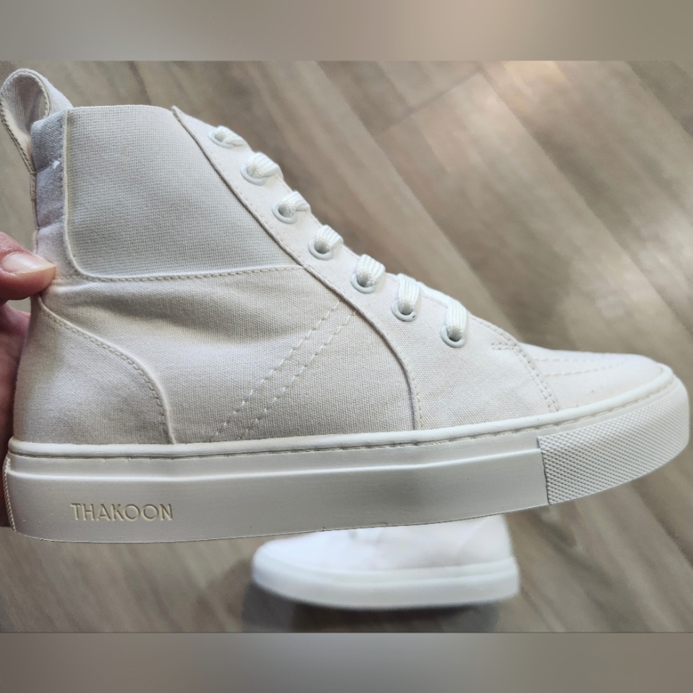 Thakoon White Elastic Pull On Lace High-Top Sneakers - Picture 3 of 11